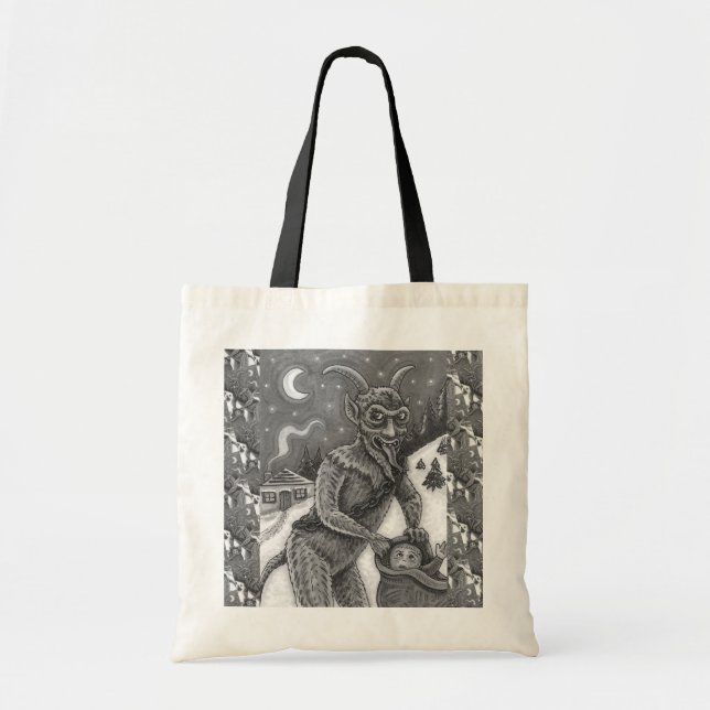 KRAMPUS & NAUGHTY CHILDREN, SCARY CHRISTMAS STORY TOTE BAG (Front)