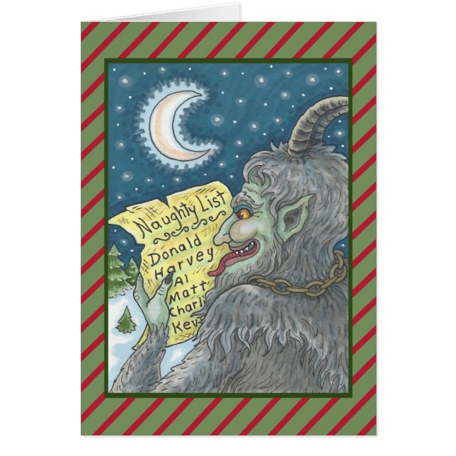 KRAMPUS NAUGHTY LIST CHRISTMAS GREETING CARD B (Front)
