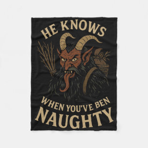 Krampus Naughty List Christmas Horror Fleece Blanket