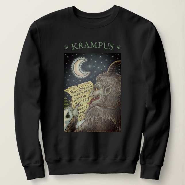KRAMPUS NAUGHTY LIST, CHRISTMAS SWEATSHIRT Womens (Design Front)