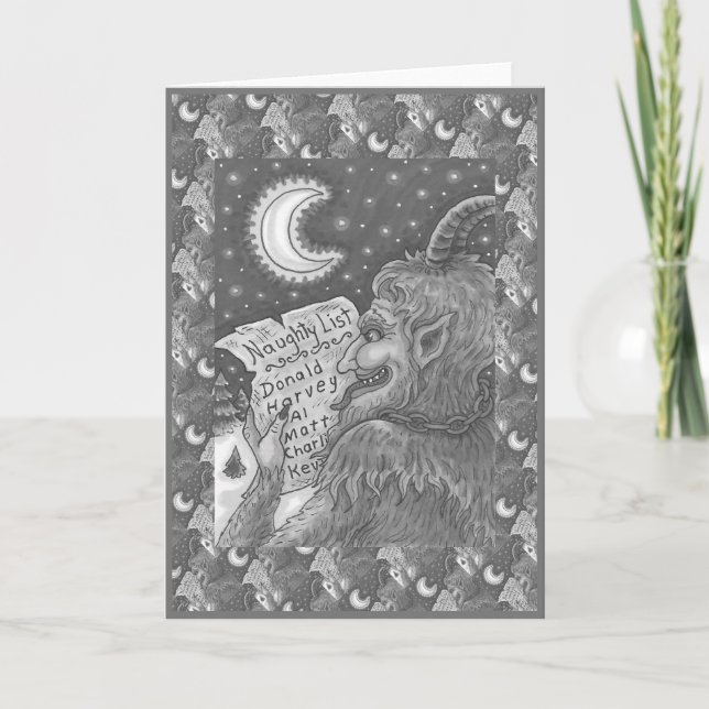 KRAMPUS NAUGHTY LIST, SCARY CHRISTMAS STORY HOLIDAY CARD (Front)
