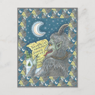 KRAMPUS NAUGHTY LIST, SCARY CHRISTMAS STORY POSTCARD