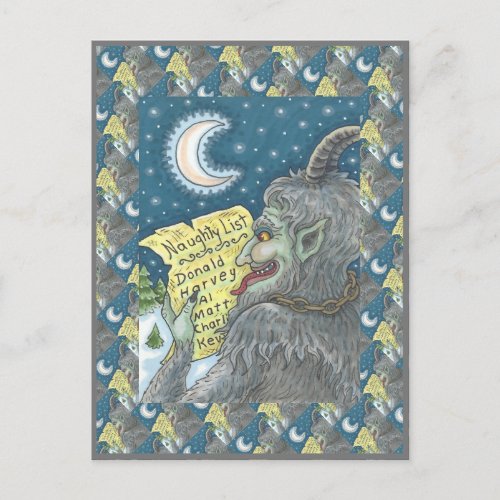 KRAMPUS NAUGHTY LIST SCARY CHRISTMAS STORY POSTCARD