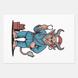 Krampus Nurse Christmas Evil Xmas  Wrapping Paper Sheets