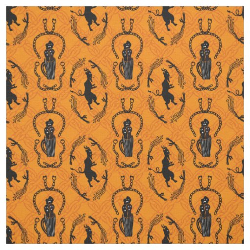 krampus on orange fabric