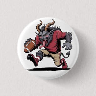 Krampus Playing Football Christmas Fitness Xmas Button
