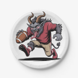 Krampus Playing Football Christmas Fitness Xmas  Paper Plates