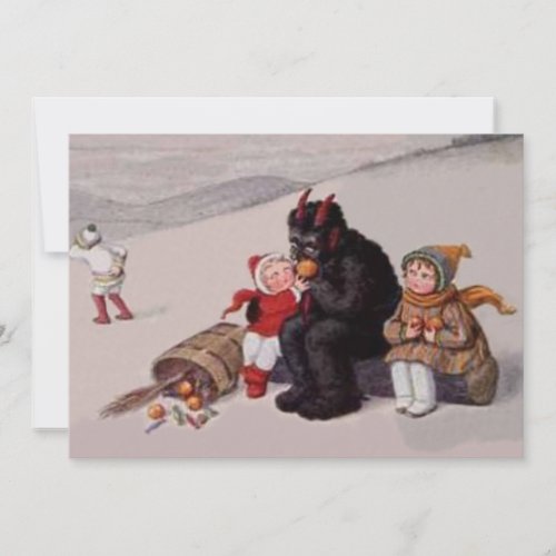 Krampus Playing With Children Snow