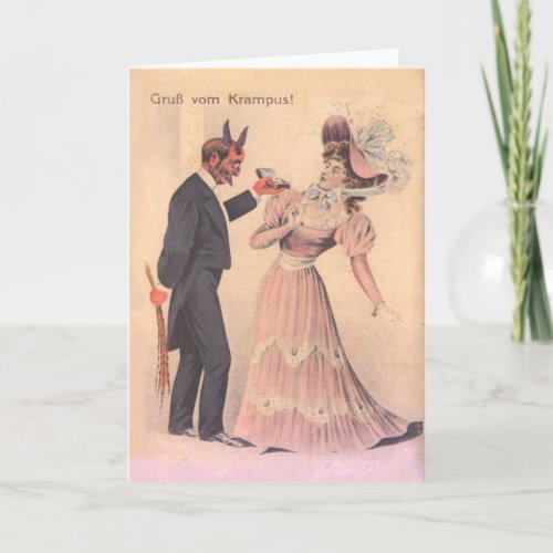 Krampus Proposing To Woman Holiday Card