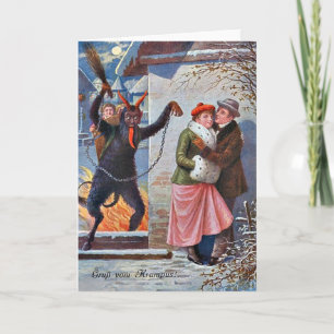 Krampus Punishing Bad Adults Holiday Card