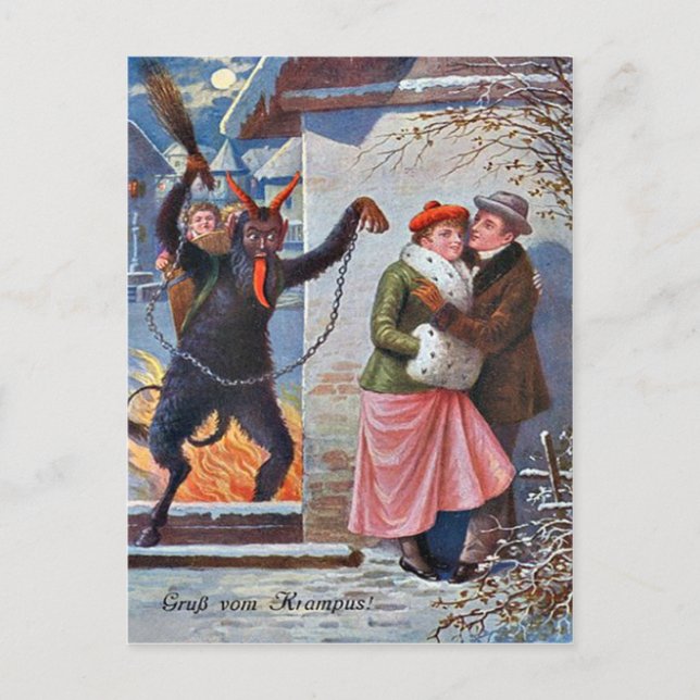 Krampus Punishing Bad Adults Postcard (Front)