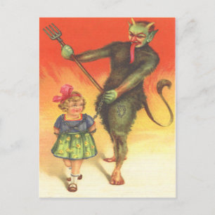 Krampus Punishing Child Postcard