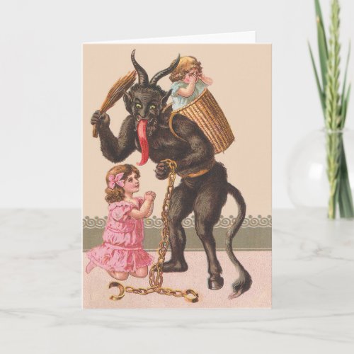 Krampus Punishing Children Switch Chain Holiday Card