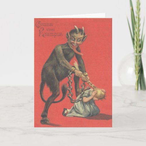 Krampus Punishing Girl Holiday Card