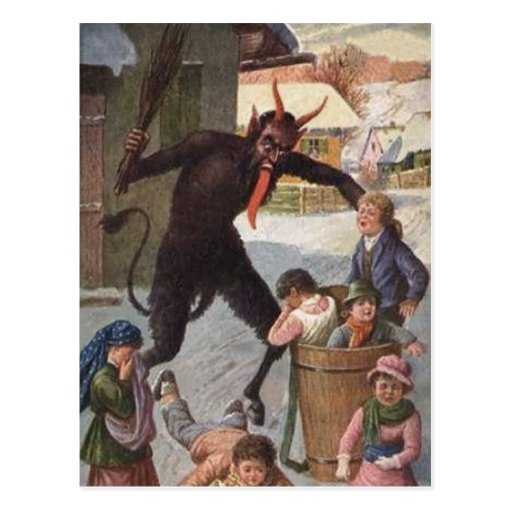 Krampus Punishing Kidnapping Children Winter Postcard | Zazzle