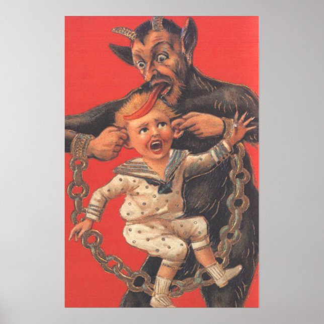 Krampus Punishing Little Boy Ear Poster (Front)