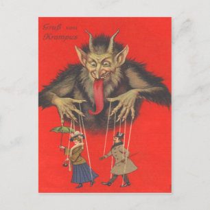 Krampus Puppeteering Adults Postcard