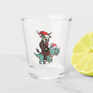 Krampus Riding A Dinosaur Santa Christmas Evil Shot Glass