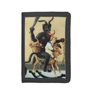 Krampus Rocking Horse Demon Holiday Christmas Xmas Trifold Wallet