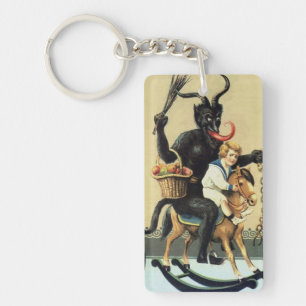 Krampus Rocking Horse Holiday Christmas Keychain