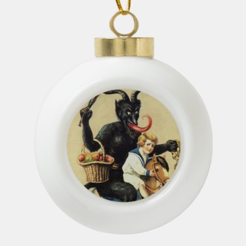 Krampus Rocking Horse Holiday Christmas Ornament