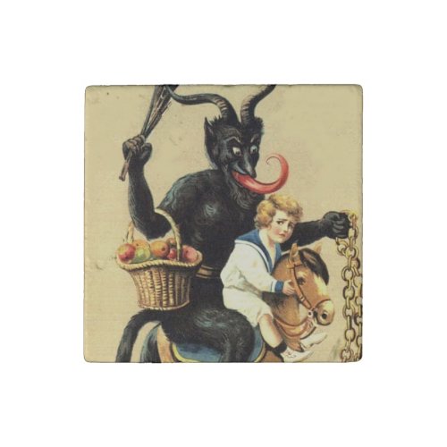 Krampus Rocking Horse Holiday Christmas Xmas Stone Magnet