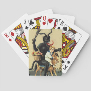 Krampus Rocking Horse Holiday Vintage Christmas Poker Cards