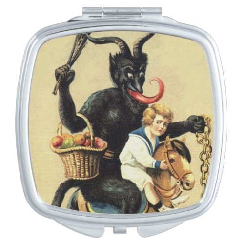 Krampus Rocking Horse Holiday Xmas Compact Mirror