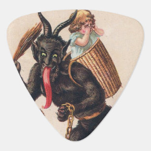 Krampus Scaring Girls Vintage Holiday Christmas Guitar Pick