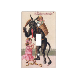 Krampus Scaring Girls Vintage Holiday Christmas Light Switch Cover