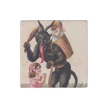 Krampus Scaring Girls Vintage Holiday Christmas Stone Magnet by Then_Is_Now at Zazzle