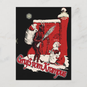 Krampus Snow Day Holiday Postcard