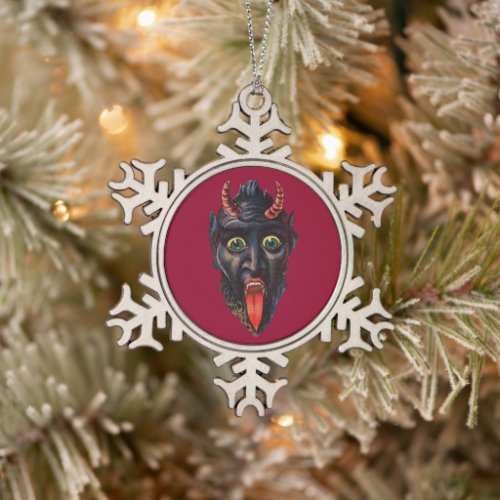 Krampus Snowflake Pewter Christmas Ornament