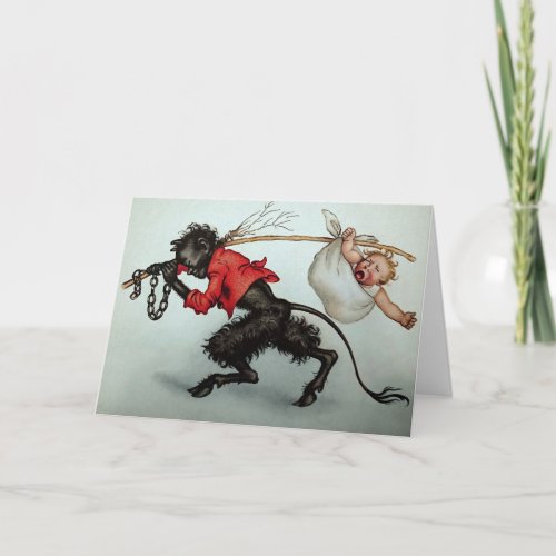 Krampus Stealing Baby Christmas Card