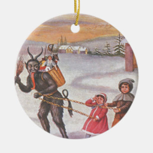 Krampus Stealing Toys & Children Ceramic Ornament