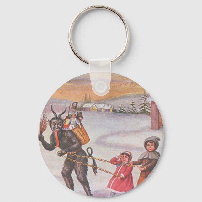 Krampus Stealing Toys & Children Keychain (Front)