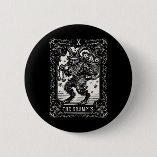 Krampus Tarot Card Design Christmas Season Evil Pa Button