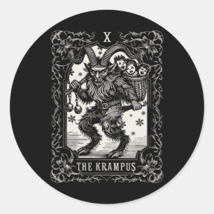 Krampus Tarot Card Design Christmas Season Evil Pa Classic Round Sticker