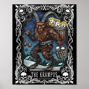 Krampus Tarot Card Design Christmas Season Evil Pa Poster