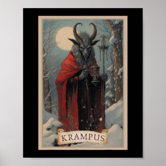 Krampus Tarot Card Design Xmas Hail Santa Christma Poster