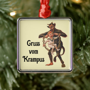 Krampus Vintage Illustration Krampusnacht Metal Ornament