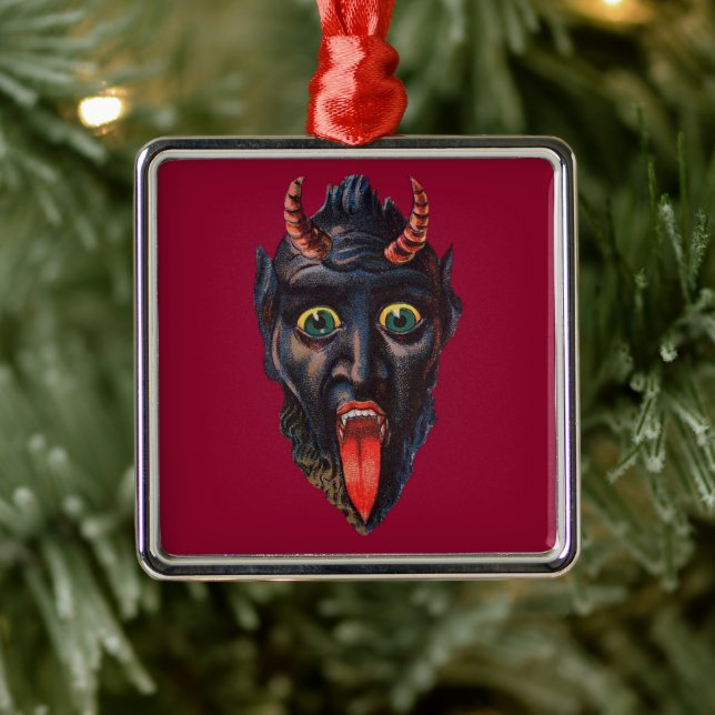 Krampus Vintage Illustration Scary  Metal Ornament (Tree)