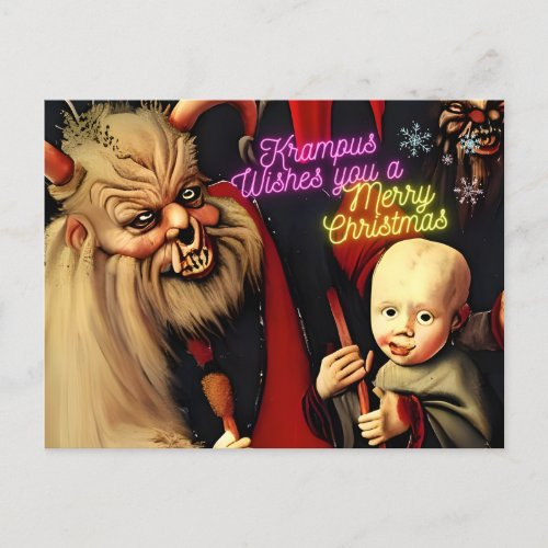 Krampus Wishes you a Merry Christmas Postcard