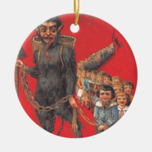 Krampus With Bad Children Ceramic Ornament