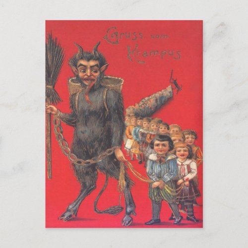 Krampus With Bad Children Postcard