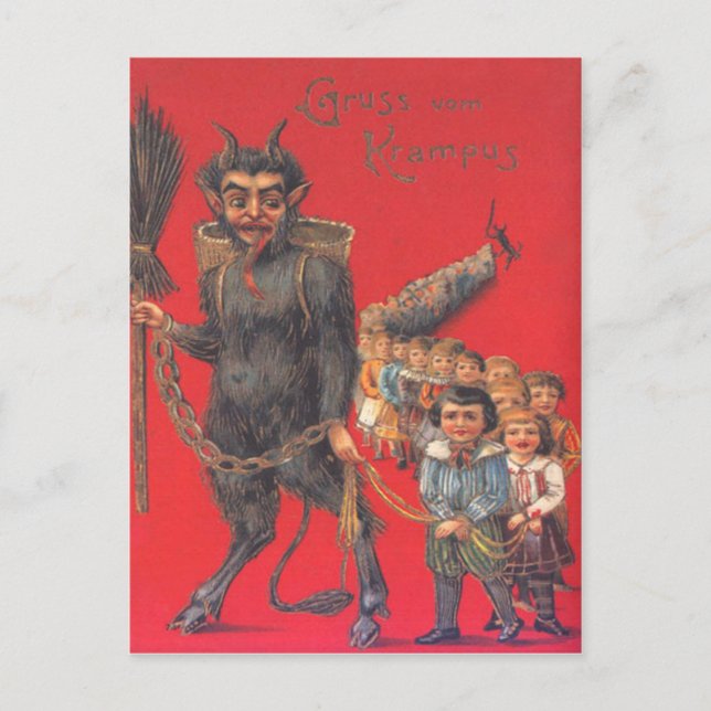 Krampus With Bad Children Postcard (Front)