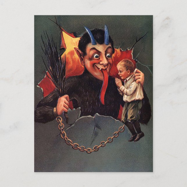 Krampus With Boy Postcard (Front)