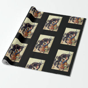 Krampus wrapping paper black