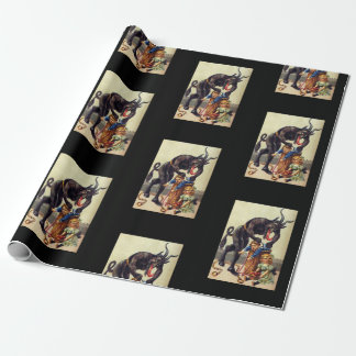 Krampus wrapping paper black