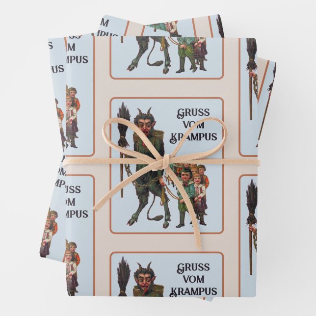 Krampus Wrapping Paper Flat Sheet Set of 3 (In situ)